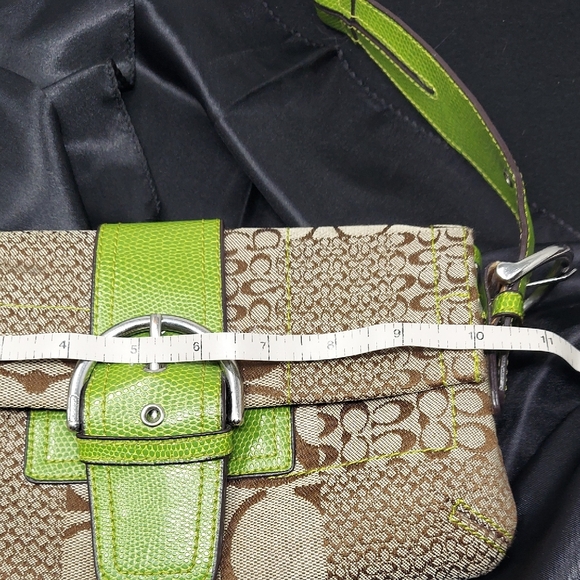 Coach Signature Patchwork Canvas Python Buckle Shoulder Bag - Picture 6 of 11